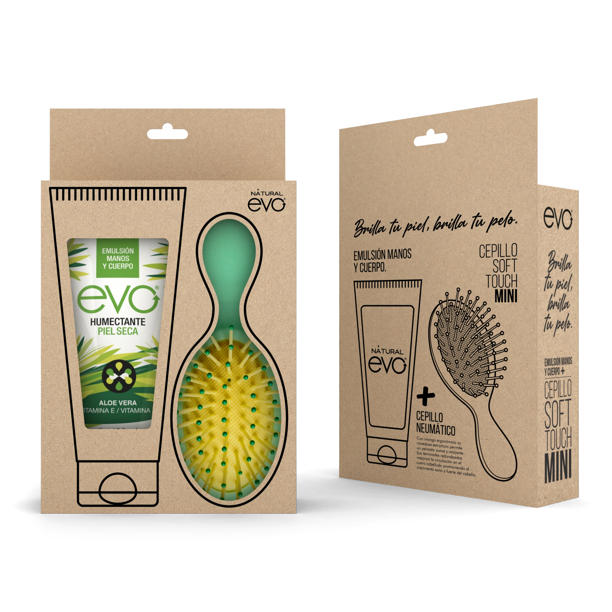 Kit cuidado y belleza Evo humectante 100ml + cepillo