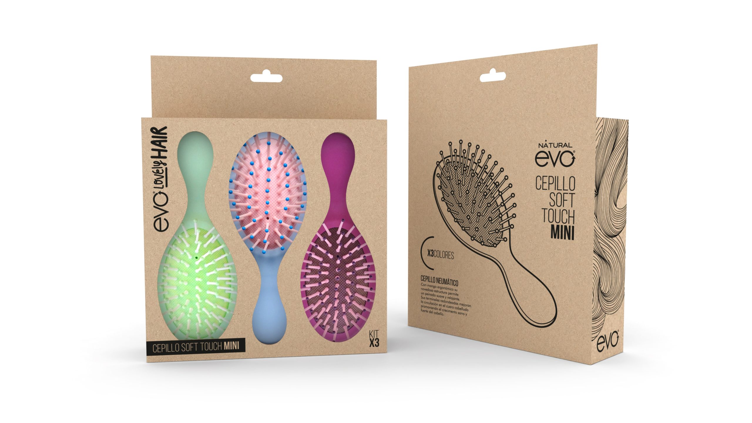 Set 3 cepillos soft mini verde + celeste + fucsia