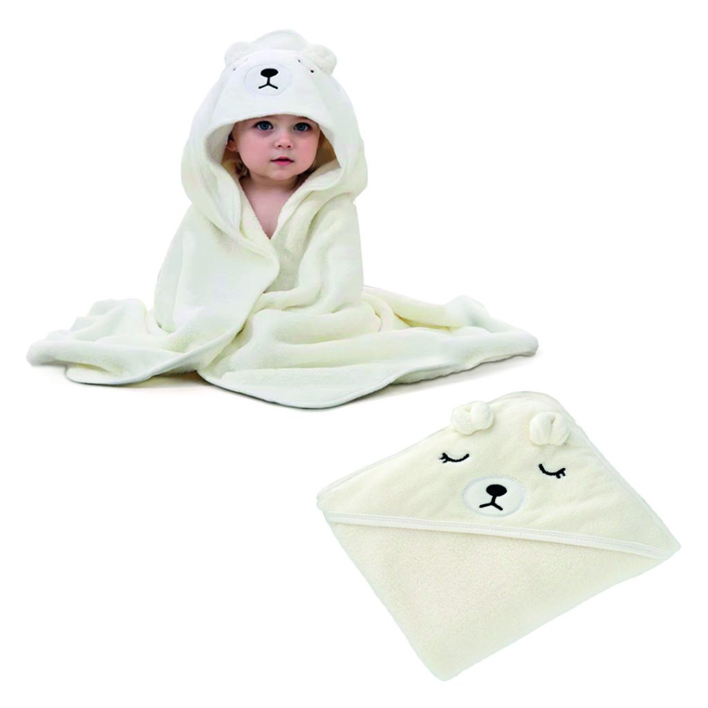 TOALLA CON CAPUCHA OSO BLANCO